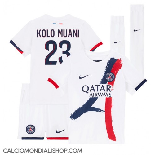 Maglie da calcio Paris Saint-Germain Randal Kolo Muani #23 Seconda Maglia Bambino 2024-25 Manica Corta (+ Pantaloni corti)